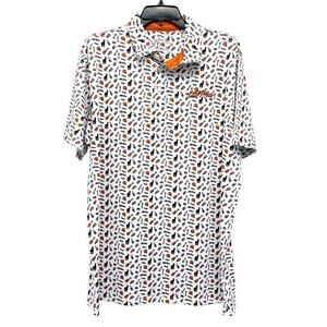 Old Row Men's Pregamer Printed Polo Shirt Beige Light Orange Blue Size‎ 2XL